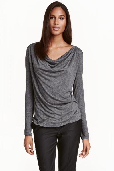 Фотография Knitted top with drapery H&M 0427287004 Gray