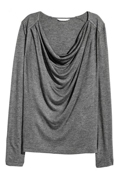 Фотография Knitted top with drapery H&M 0427287004 Gray
