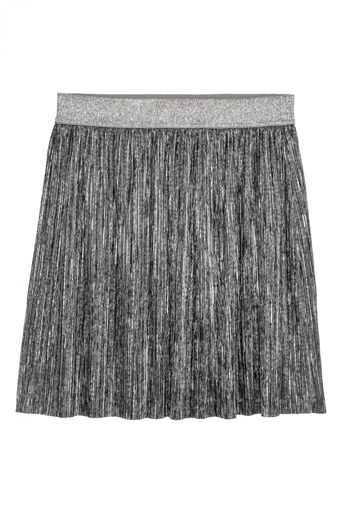 h&m silver pleated skirt