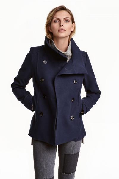Фотография Double Breasted Short Coat H&M 0390162010 Blue