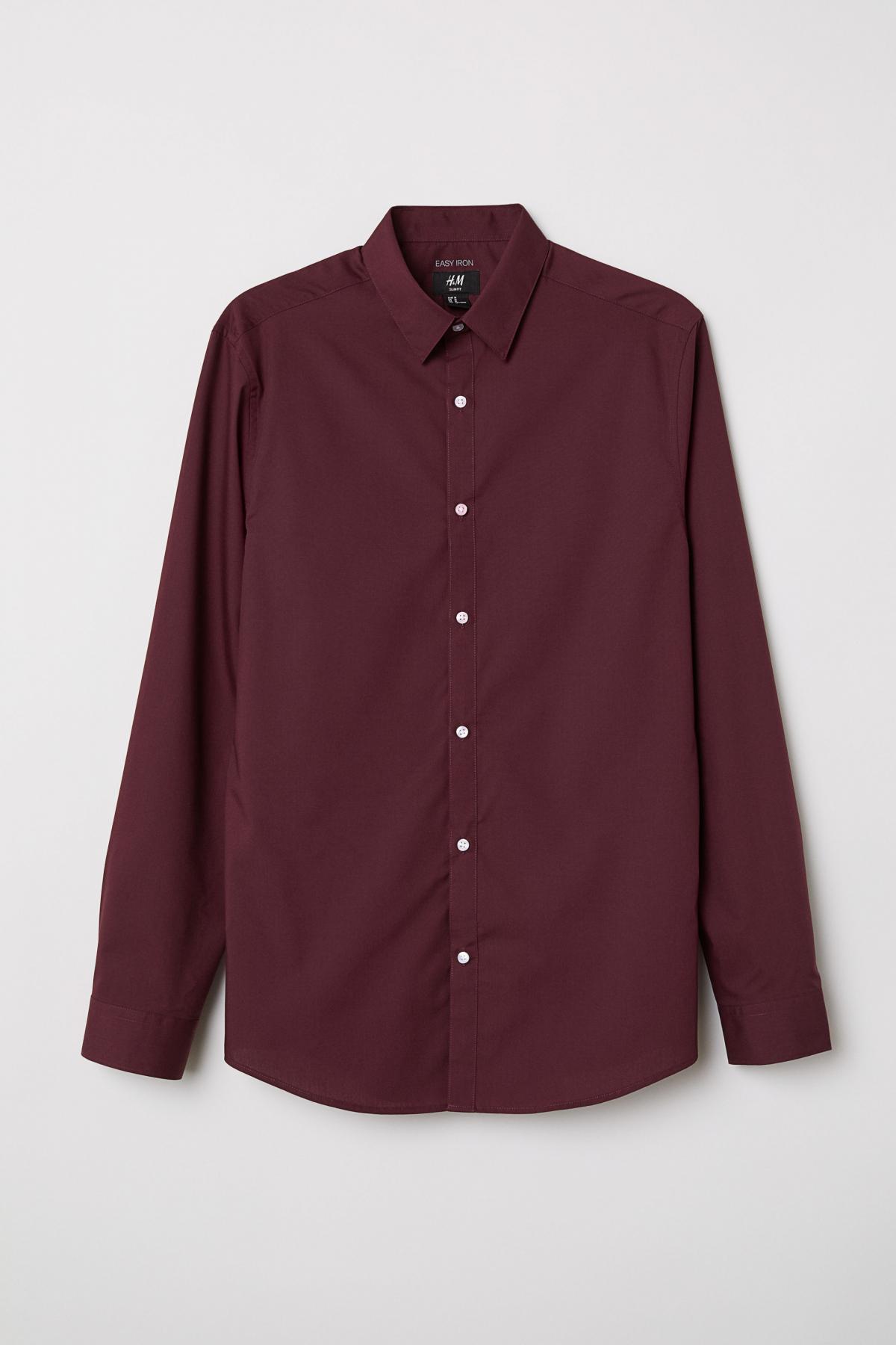 buy, shirt, h&m, men's, 0501616009_bordo, red, color, deliver price from 11.54 $