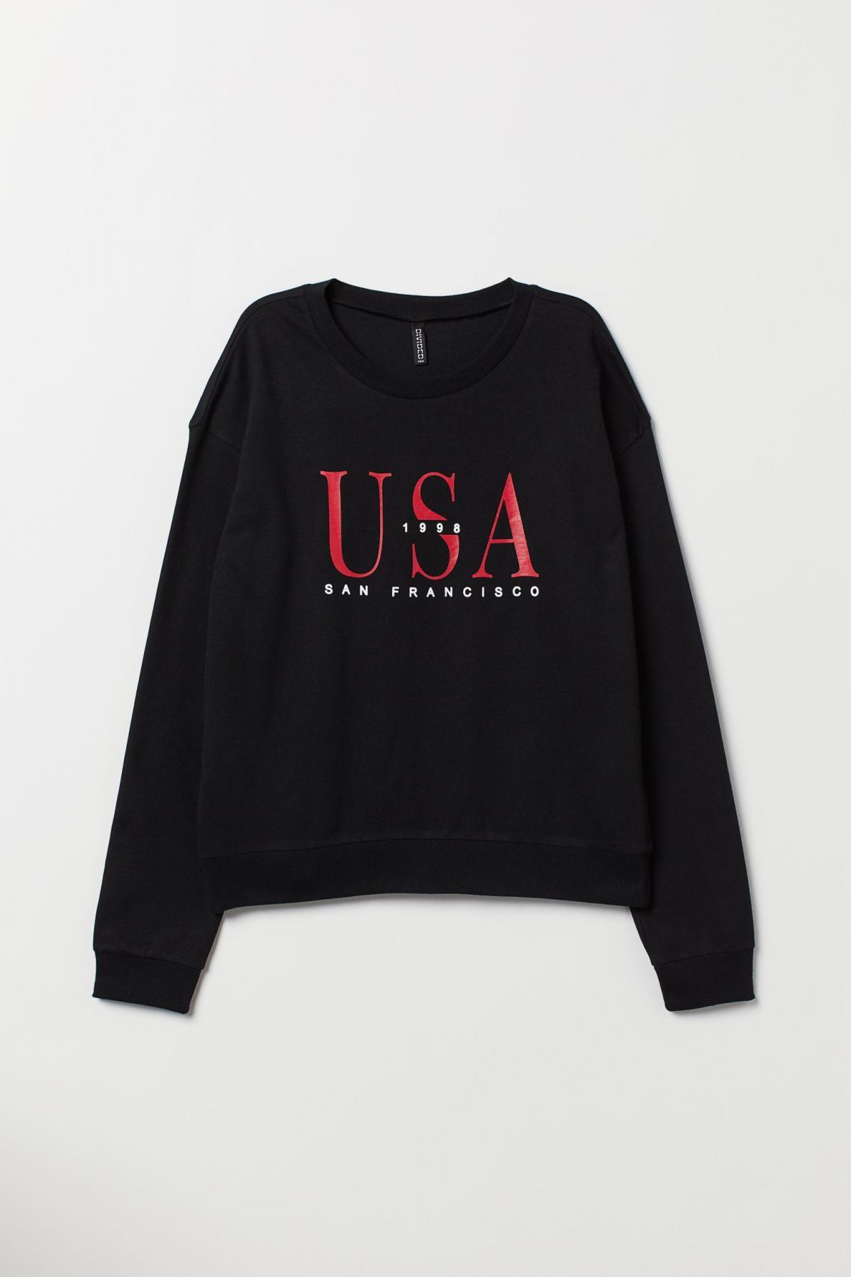 h&m women's black sweatshirt